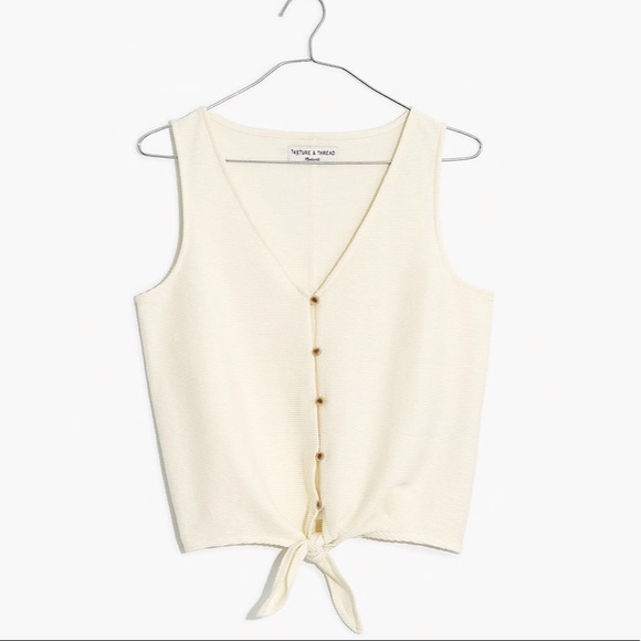 Madewell Texture & Thread Button-Front Tie Tank - Picture 2 of 4